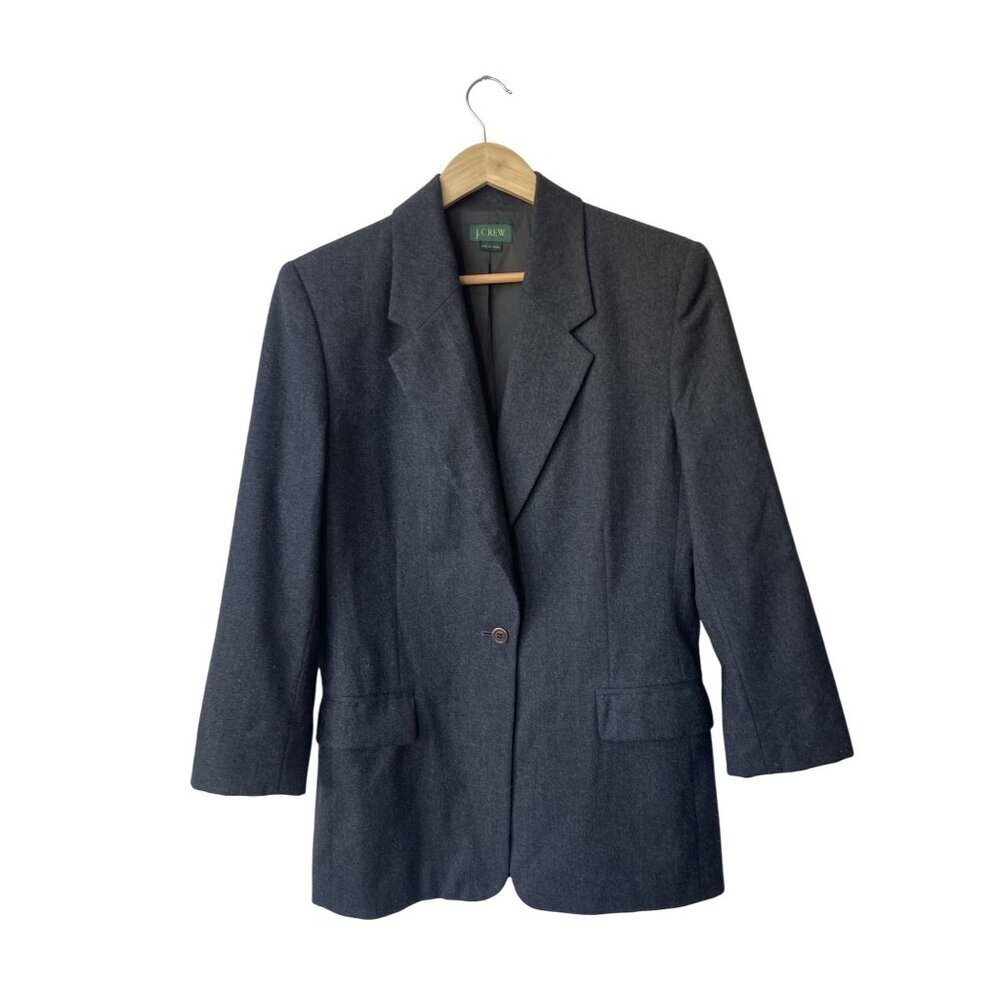 J. Crew Womens 100% Wool Blazer Size 8 Long Classic Preppy Old Money Office